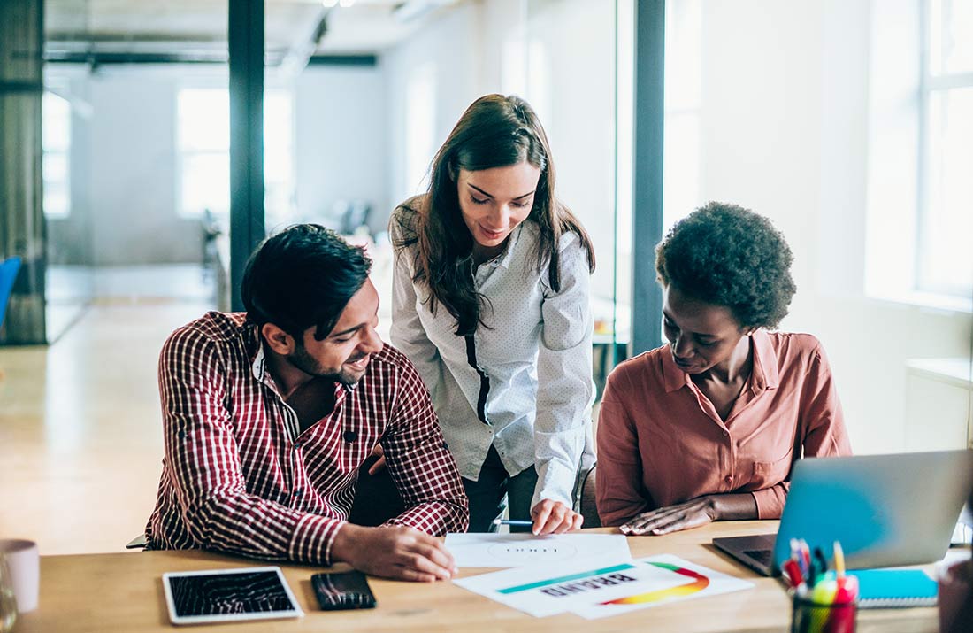 Group Working together at work