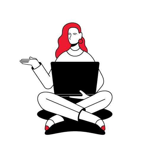 Illustration of woman with laptop