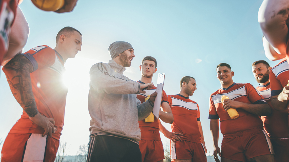 rugby coach and players