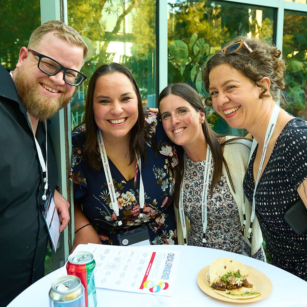 four happy employees