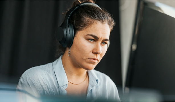 Woman working on a laptop