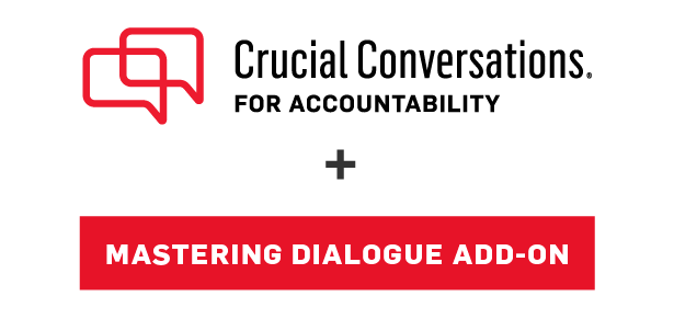 Crucial Conversations for Accountability logo plus Mastering Dialogue Add-On bar